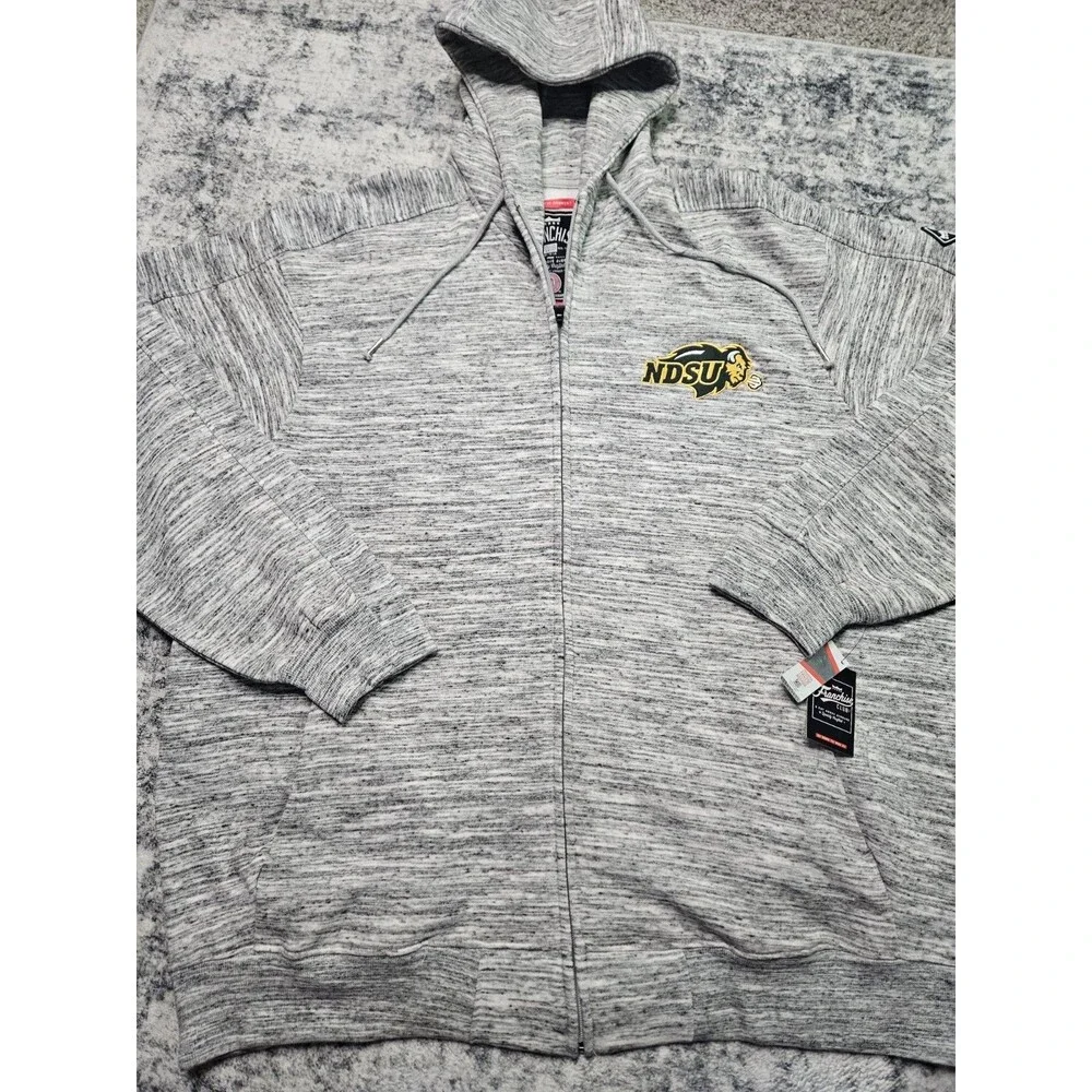 NDSU Bison Franchise Club NCAA Full Zip Hoodie Jacket Heather Gray Size XXXL NWT